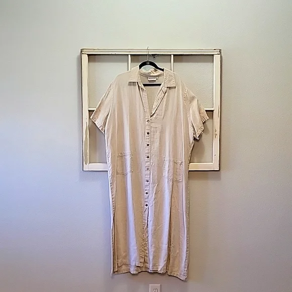 knee length dresses for ladies Loose Linen Dress in Clay Orange, Linen Dress Plus size Linen Dress Li main image 1